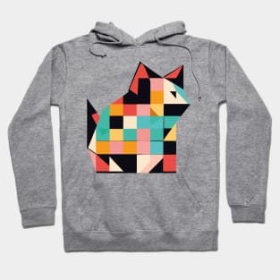 Geometric Cat Colorful Abstract Retro Design Hoodie